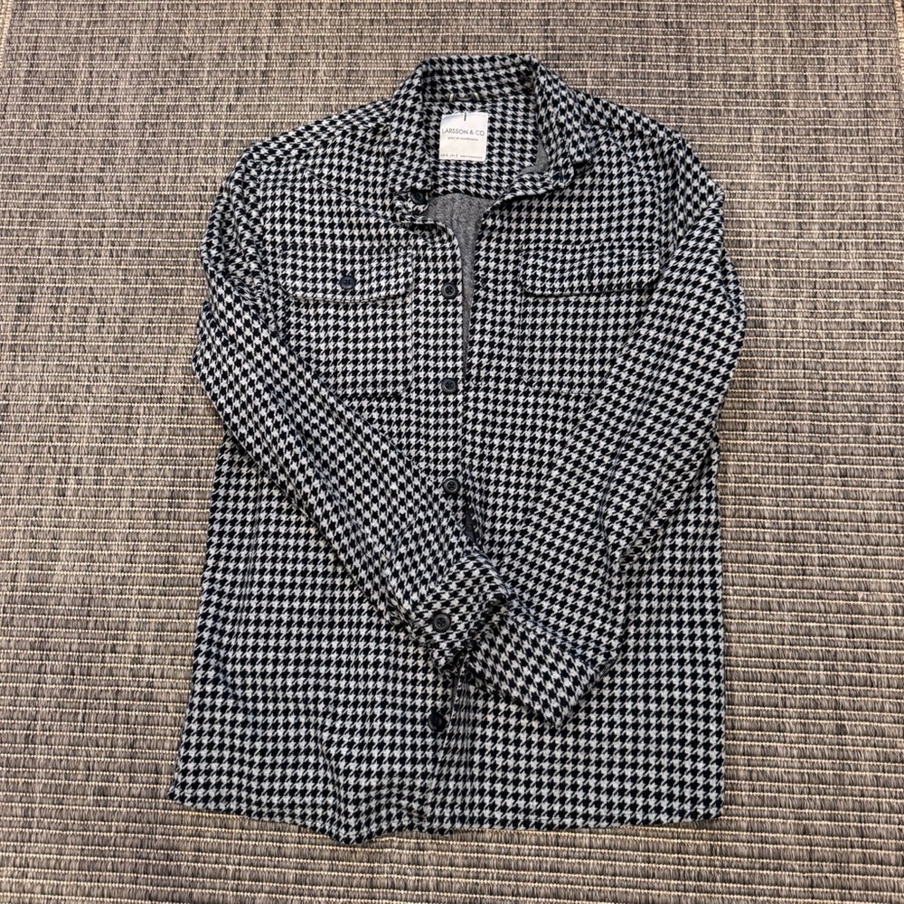 Men's Houndstooth Lightweight Shirt Jacket - Black & White
